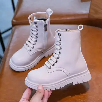 

Autumn Kids Leather Martin Boots Children Motorcycle Shoes Baby Girls Boys Soft Ankle Boots Black Brand Shoes Fashion Boots New