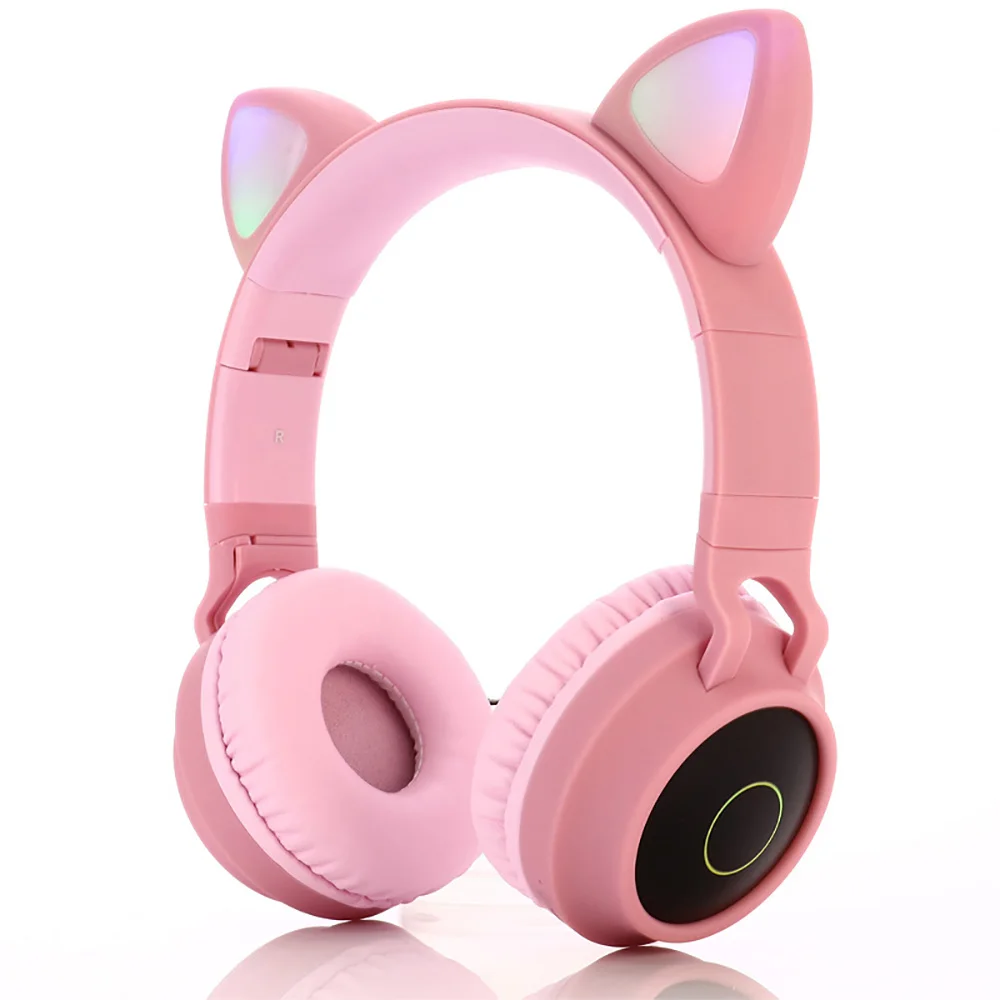 LED Cat Ear Headphones Bluetooth 5 0 Noise Cancelling Adults Kids girl Headset Support TF Card FM Radio With Mic Wireless Wired