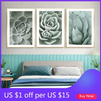 

Green Plant Poster Succulent Canvas Wall Art Print Nordic Decorative Picture Scandinavian Painting Modern Pictuers Home Decor