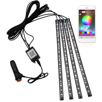 

12V 18LED RGB Car Interior Light Strip bluetooth APP Remote Control Auto Atmosphere Lamp Music Voice Control LED Strip Tape