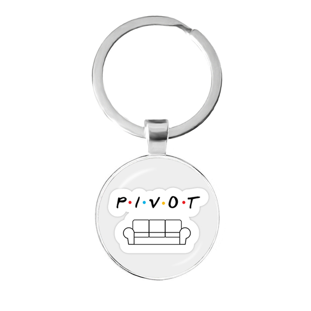 Friends TV Show Pendant Keychain Character Cartoon Fun Pattern 25mm Glass Cabochon Key Ring Keyholder Good Friend Gift