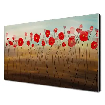 

Hand Painte Red Flower Growing In The Desert Modern Texture Knife Oil Painting Wall Art Large On Canvas Decor Restaurant