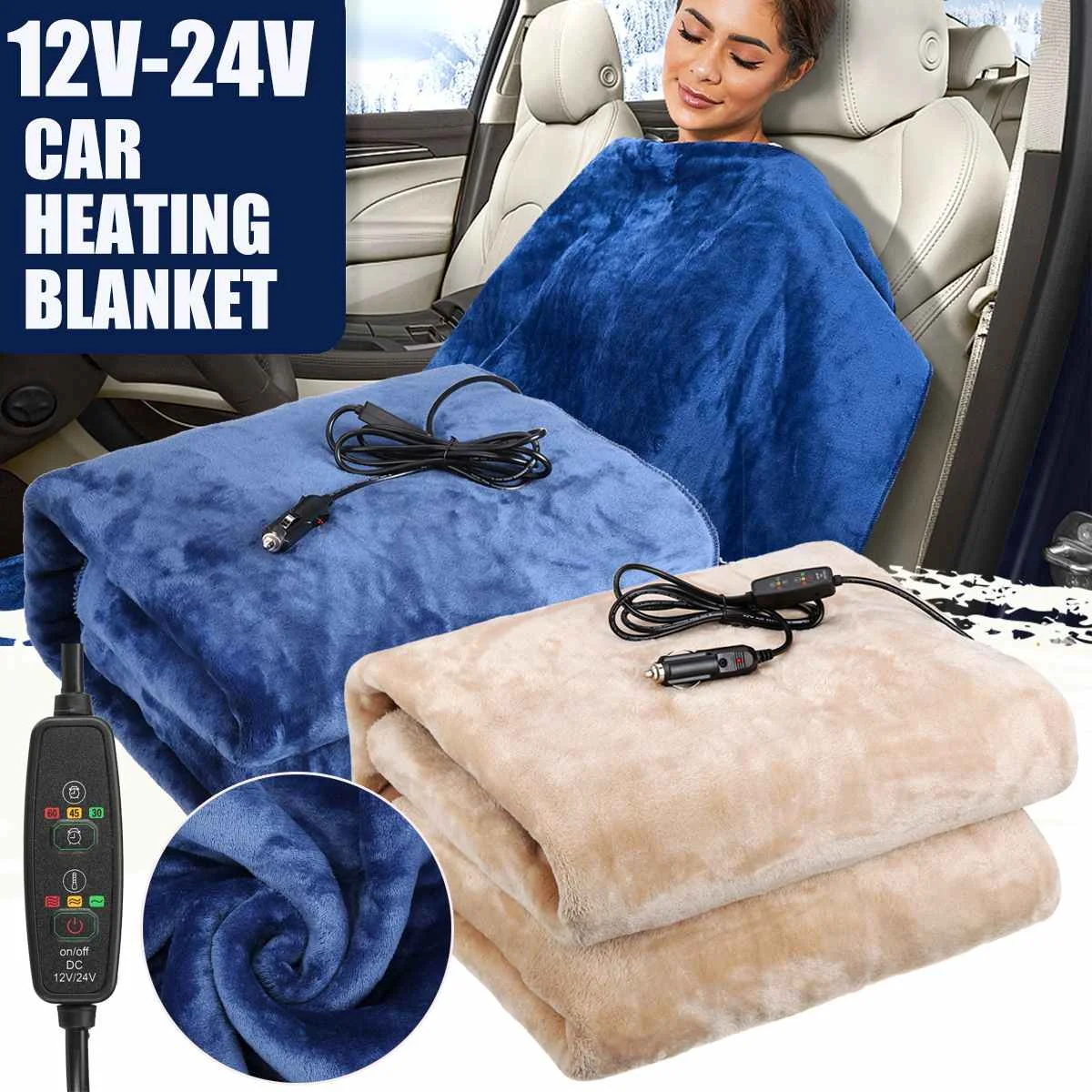 Audew 150 * 110cm 12V 24V Car Electric Heated Blanket Mat Grid Energy Saving Warm Autumn Winter Electric Blanket Heating RV SUV