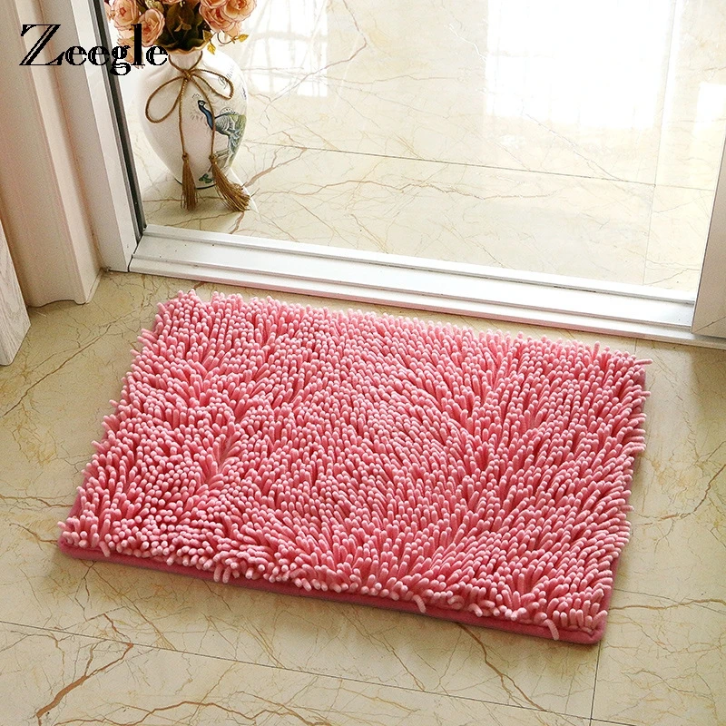 Zeegle Multicolor Chenille Absorbent Fluffy Door Mat Microfiber Bathroom Carpet Floor Mats Antiskid Bedroom Carpet Corridor Mat