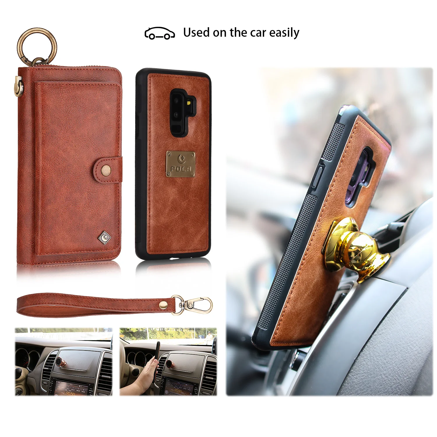 

For Samsung Galaxy S10 S9 S8 S7 Plus S10e Note 9 8 Multi Function Wristband Leather Holster Cards Holder Wallet Style Phone Case