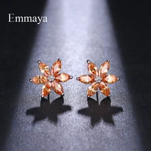 Emmaya, новая мода для женщин, шесть лепестков цвета шампанского, в форме цветов, циркон, изысканные серьги-гвоздики, очаровательные подарки для влюбленных