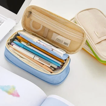 

1PC Canvas School Pencil Box Storage Bag Pen Box Student Stationery Bag Pencilcase Kids School Stationery Make Up Storage Bag