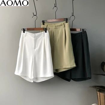 

AOMO fashion women elegant white shorts tassels zipper female retro office lady biker shorts pantalones high quality ASF55A