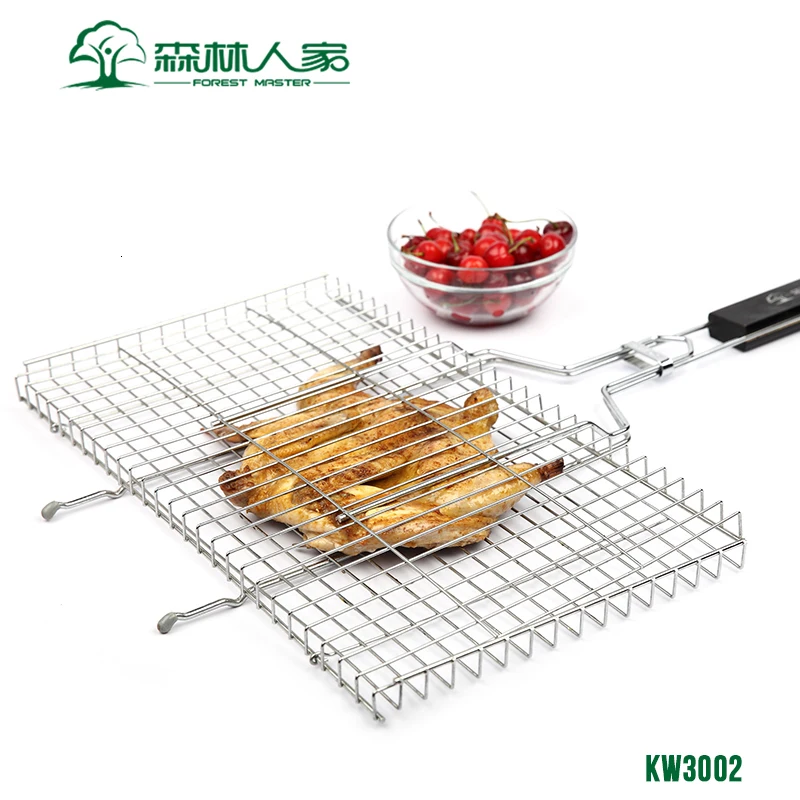 

Barbecue tool extra large roasting fish clip commercial stainless steel household BBQ net grill wire mesh baking cooking