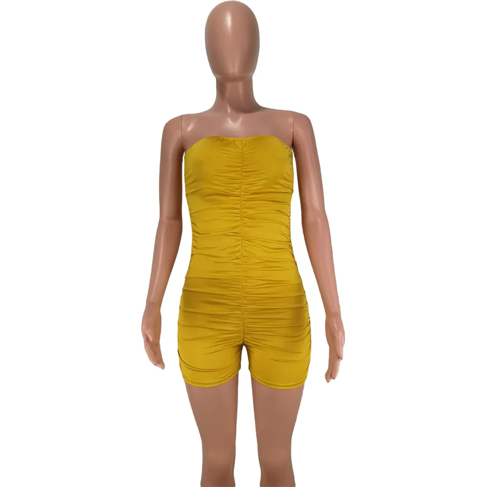 Неоновый женский комбинезон без бретелек для фитнеса облегающий спортивный с