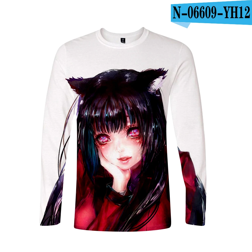 Kakegurui/футболка Летняя футболка с длинными рукавами и принтом Новая футболка модная повседневная футболка с длинными рукавами крутая летняя футболка - Цвет: N06609