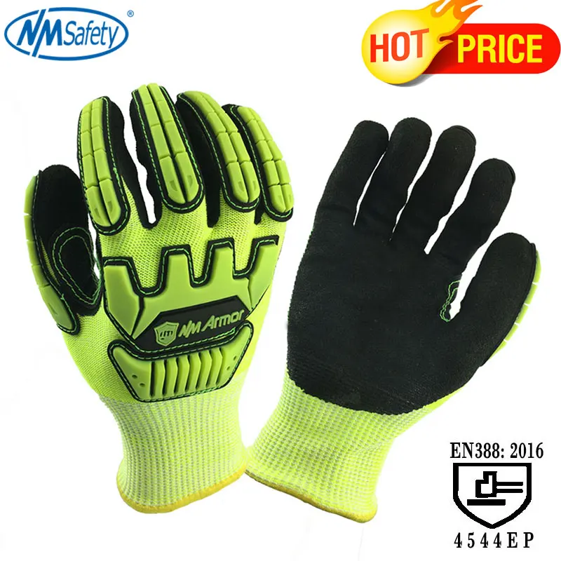 Защитные рабочие перчатки для механики, анти-вибрационные, маслостойкие и газовые, ударопрочные, рабочие перчатки - Цвет: Цвет: желтый