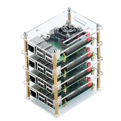 Boîtier pour Raspberry Pi 4 4 couches, boîtier Transparent en acrylique, pour Raspberry Pi 4B 3B + 3 modèle B 2B B + 