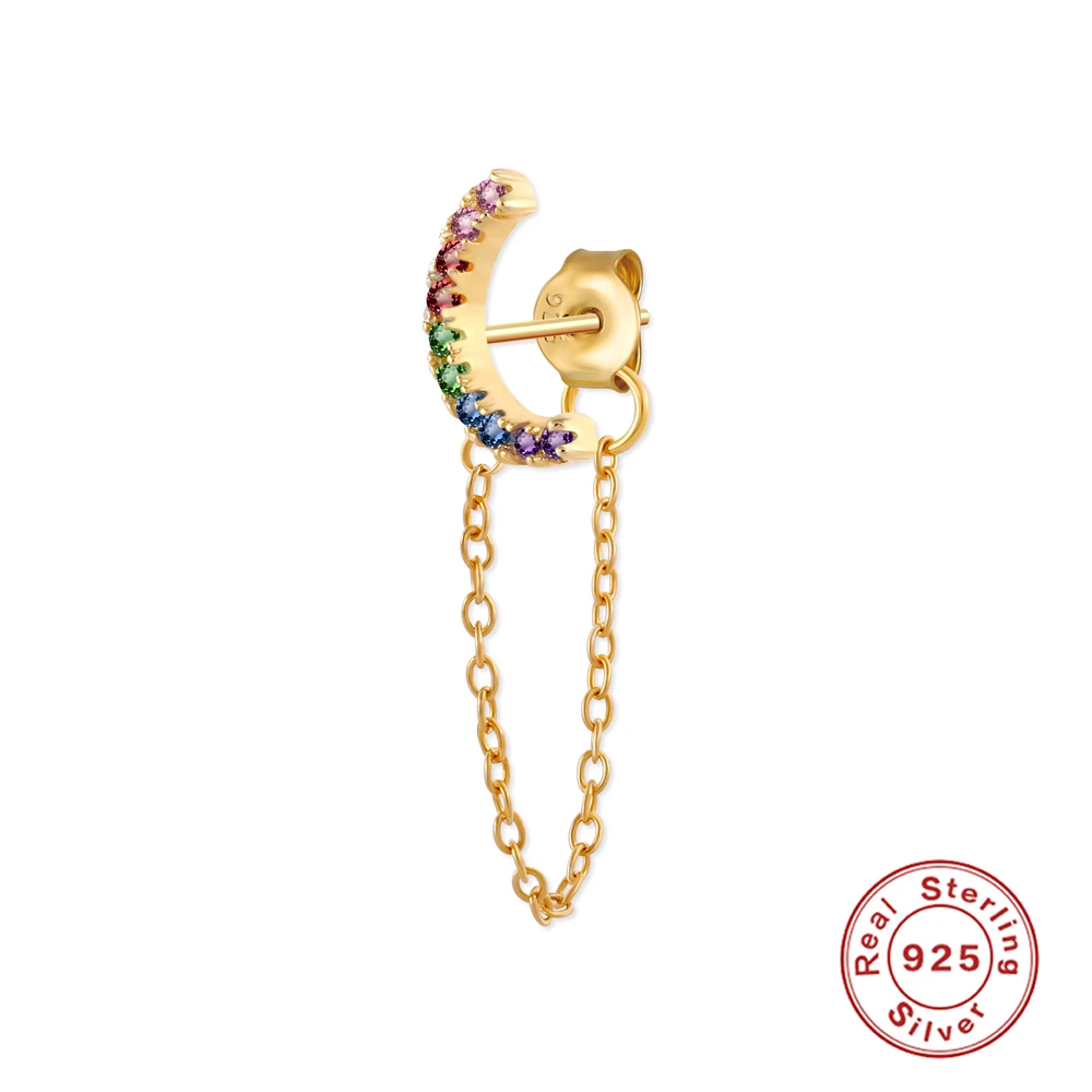 

1Pcs Cubic Zircon Earrings 925 Sterling Silver Earrings For Women Moon Crystal Stud Earrings Ear Line Earings Fashion Jewelry C4