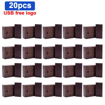 

20pcs/lot Free custom logo wooden USB flash drive USB 2.0+box pendrive 8GB 16GB 32GB custom LOGO for photography wedding gift