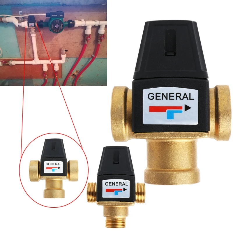 

3 Way Brass DN20/DN25 Male Female Thread Water Thermostatic Mixing Valve 3/4" 1