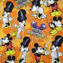140 см Широкий Микки ткань оранжевый/желтый низ натуральная ткань хлопок ткань Микки Минни для детей, ткань швейный материал для DIY Детская одежда/платье