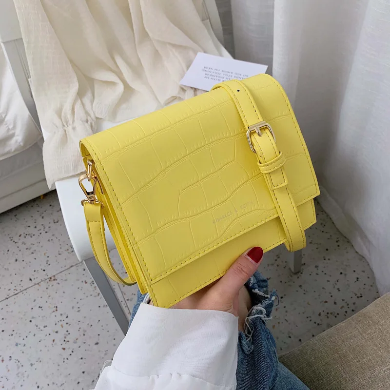  Simple and versatile women's crocodile pattern fashion design cover bag bag sweet solid color multi - 4000045795475