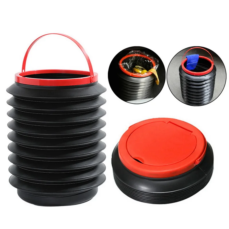 4L Car Folding Trash Collapsible Water Fishing Bucket Outdoor Camping Garbage Plastic Bucket Storage Box Container