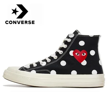 

Original Converse CDG Play Polka Dot Chuck Taylor All Star 70 High Black Skateboarding sneakers classic cool flat canvas Shoes