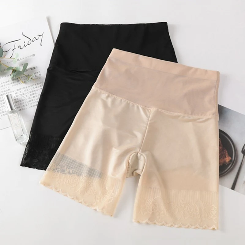 

Women Lingerie Hollow Out High Waist Boxer Shaping Body Safety Pants Large Size Anti-lighte Solid Cotton Bottoming Underwear