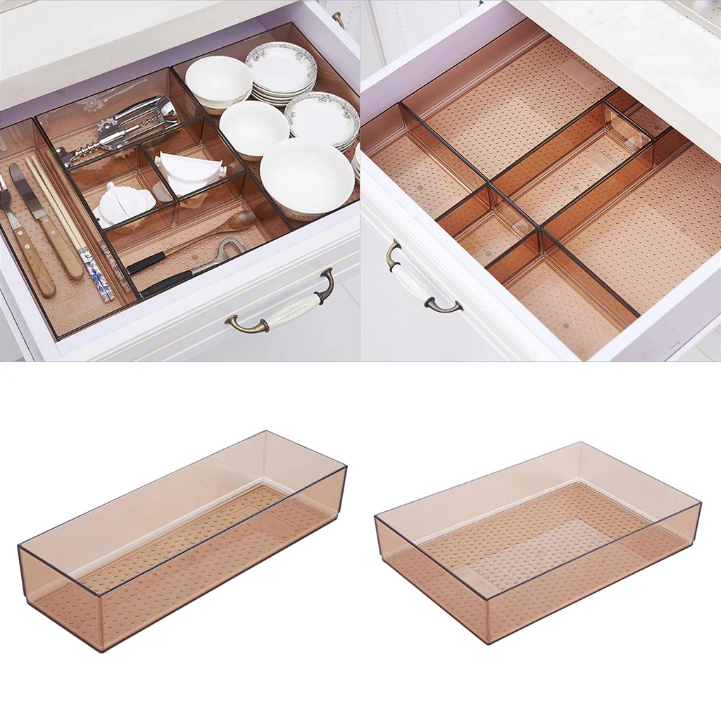 Drawer Organizer Dishes Cloths Adjustable Compartments Kitchen Tray for Utensil, Cutlery, Flatware
