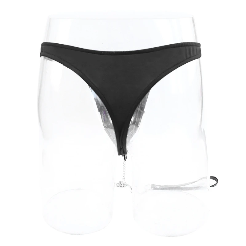 Fetish Men Sexy Sissy Panties With Leash PVC Leather Gay Sex Underwear Wetlook Latex Briefs Erotic Costumes for BDSM Bondage Sex