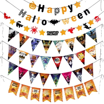 

Skull Pumpkin Halloween Banners Paper Scary banner Decor Hallowmas Party Accessories Props Flags and Banners
