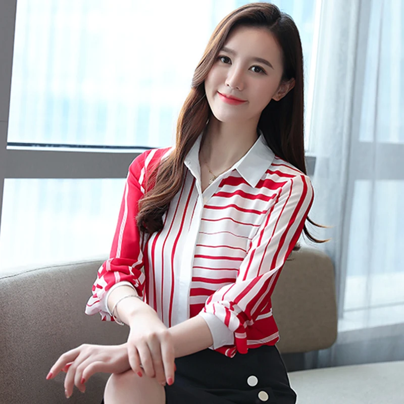 Модная рубашка в полоску для женщин осень 2020 новинка длинный рукав отложной