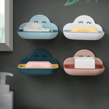 

2 x Self Adhesive Wall Strong Suction Soap Dish Holder Shower Container Bathroom