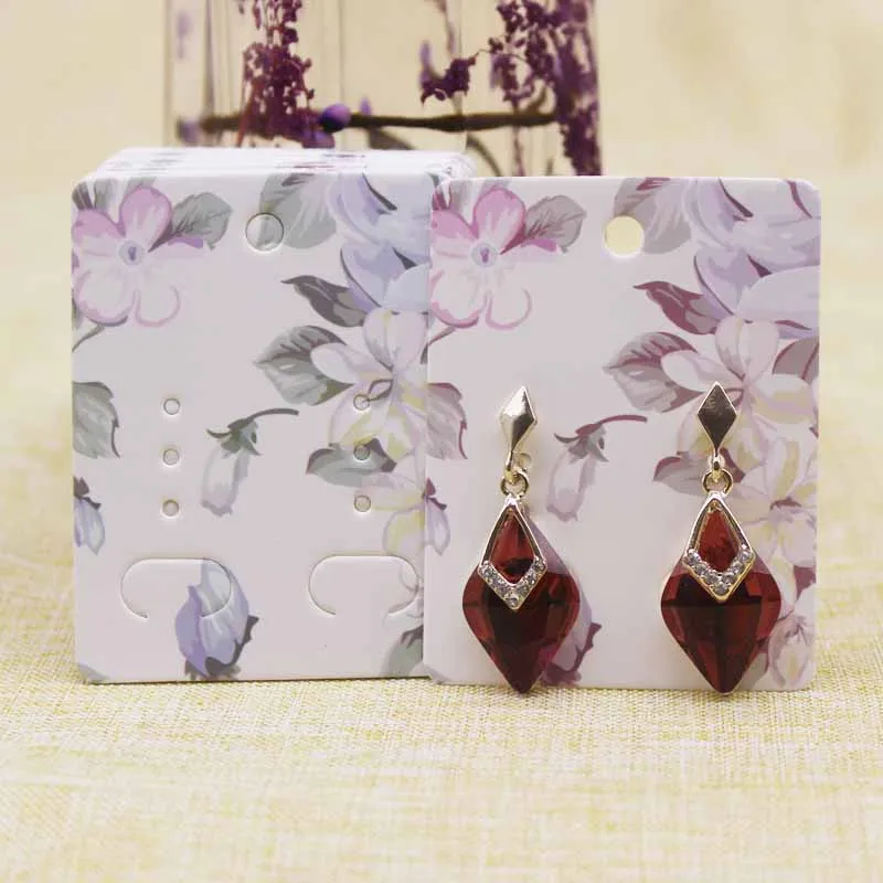 50Pcs flower pattern paper earring package Card 5x6.5cm marbling fruit style Jewelry earringDisplay tag Cards