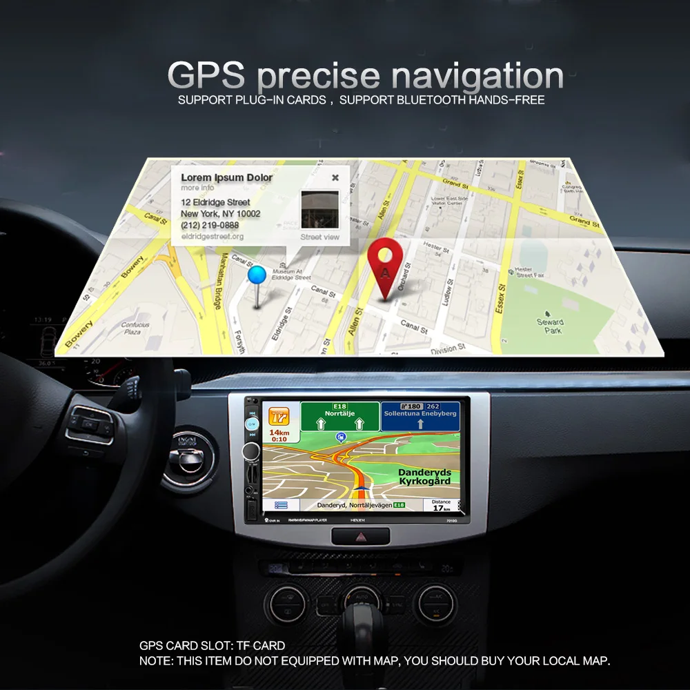 YLKGTTER 7INCH 2din Car Multimedia Player Car Rearview Camera TFT Touch HD Screen Remote GPS Function MP5 Time Reminder FM Radio