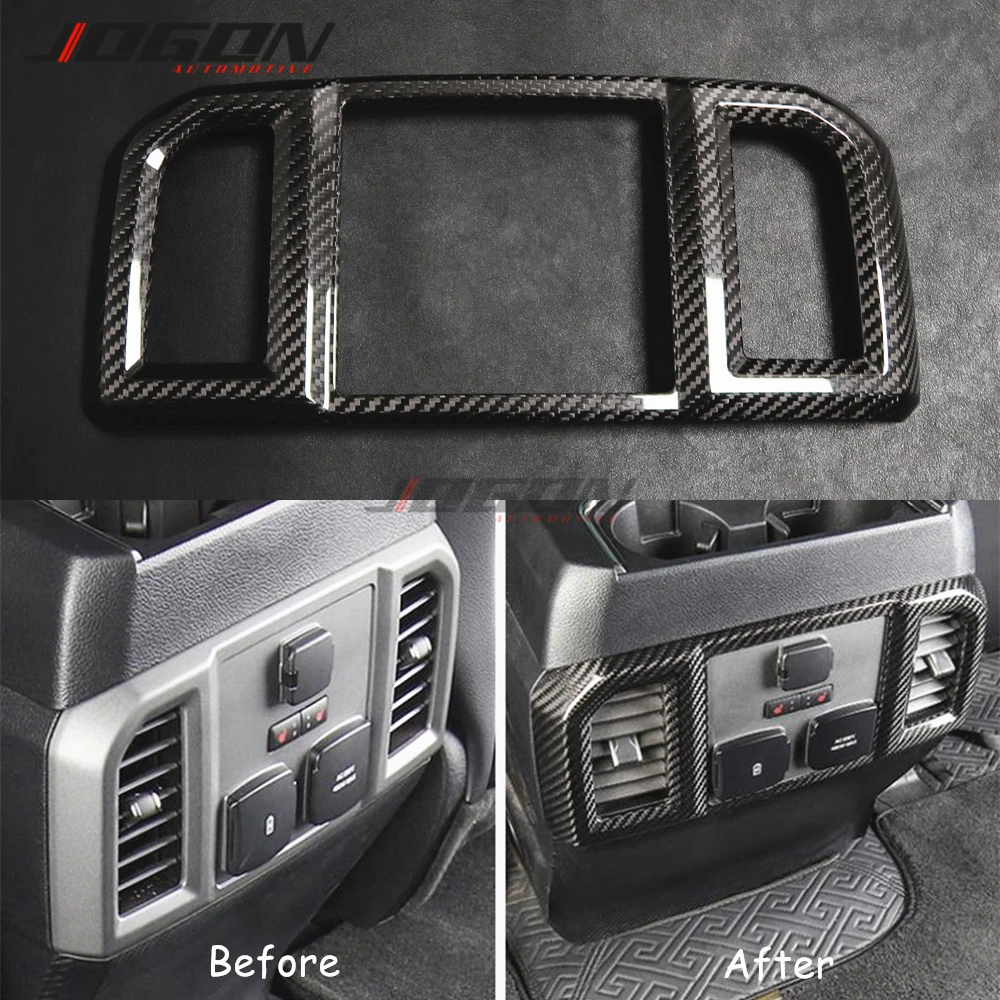 Real Dry Carbon Fiber For Ford F150 F-150 Raptor 2017-2020 Car Accessories Armrest Rear Back Seat Air Vent AC Outlet Trim