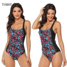 Сексуальный цельный купальник размера плюс, женская одежда для плавания с рюшами и контролем живота, купальные костюмы, пляжная одежда с открытой спиной, купальные костюмы S~ 2XL