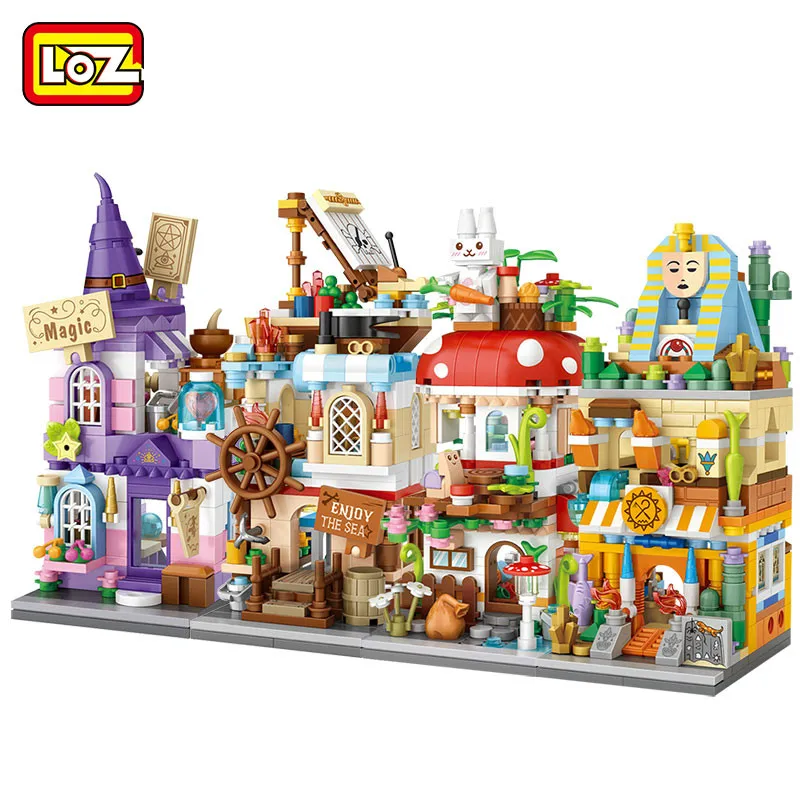 Blocks Christmas-Toy Architectures-Models Building-Quiz LOZ Coffee-Shop City-View Retail-Store