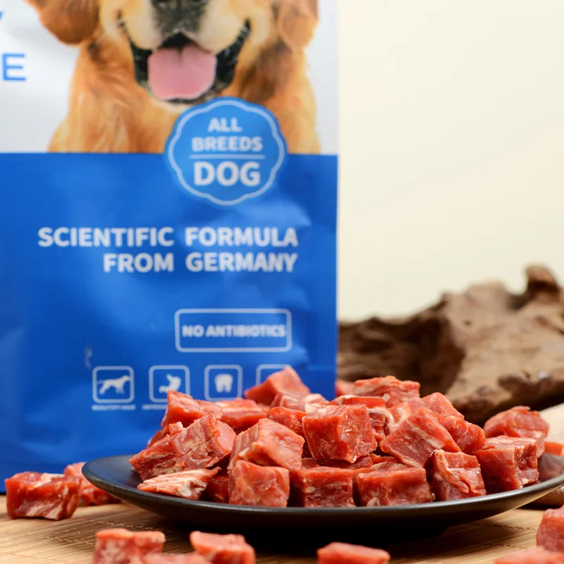Pet Dog Snacks Freeze dried Beef Cube Meat pellets Natural Healthy Dog