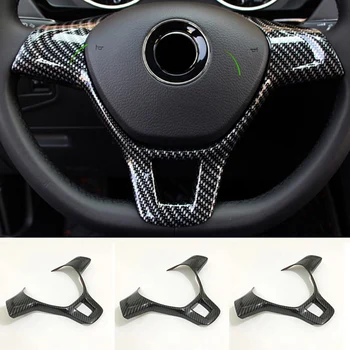 

ABS Carbon fibre For Tiguan MK2 2017 2018 Car Steering wheel Button frame cover trim Car Styling Accessories 1pcs