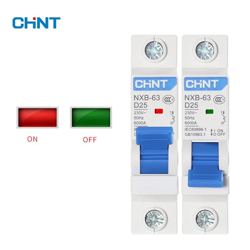 Миниатюрный автоматический выключатель CHNT NXB-63 устройство MCB 6kA типа D 1P 220 В 230 1 А 2 3