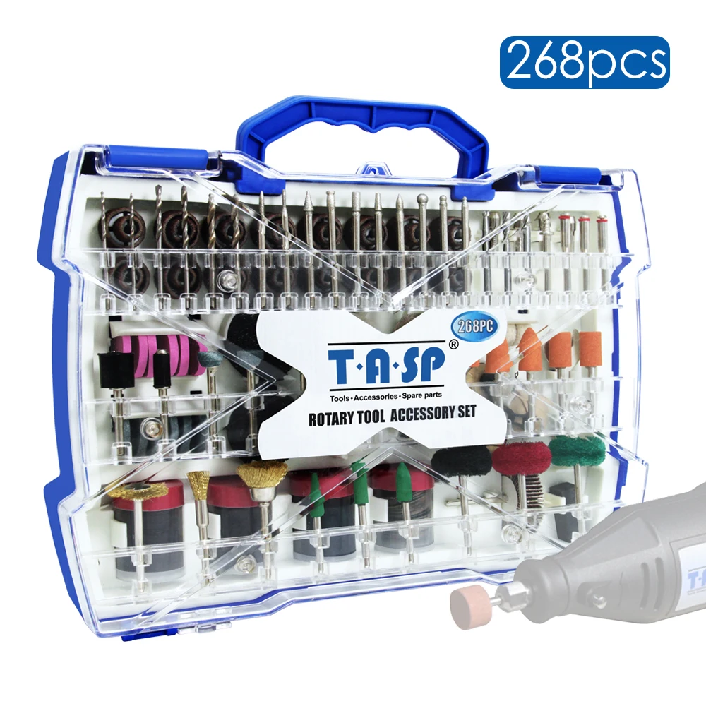 268PC Abrasive Rotary Tool Accessories Set Electric Mini Drill Bit Kit for Dremel Sanding Polishing Cutting Engraving Tool Heads