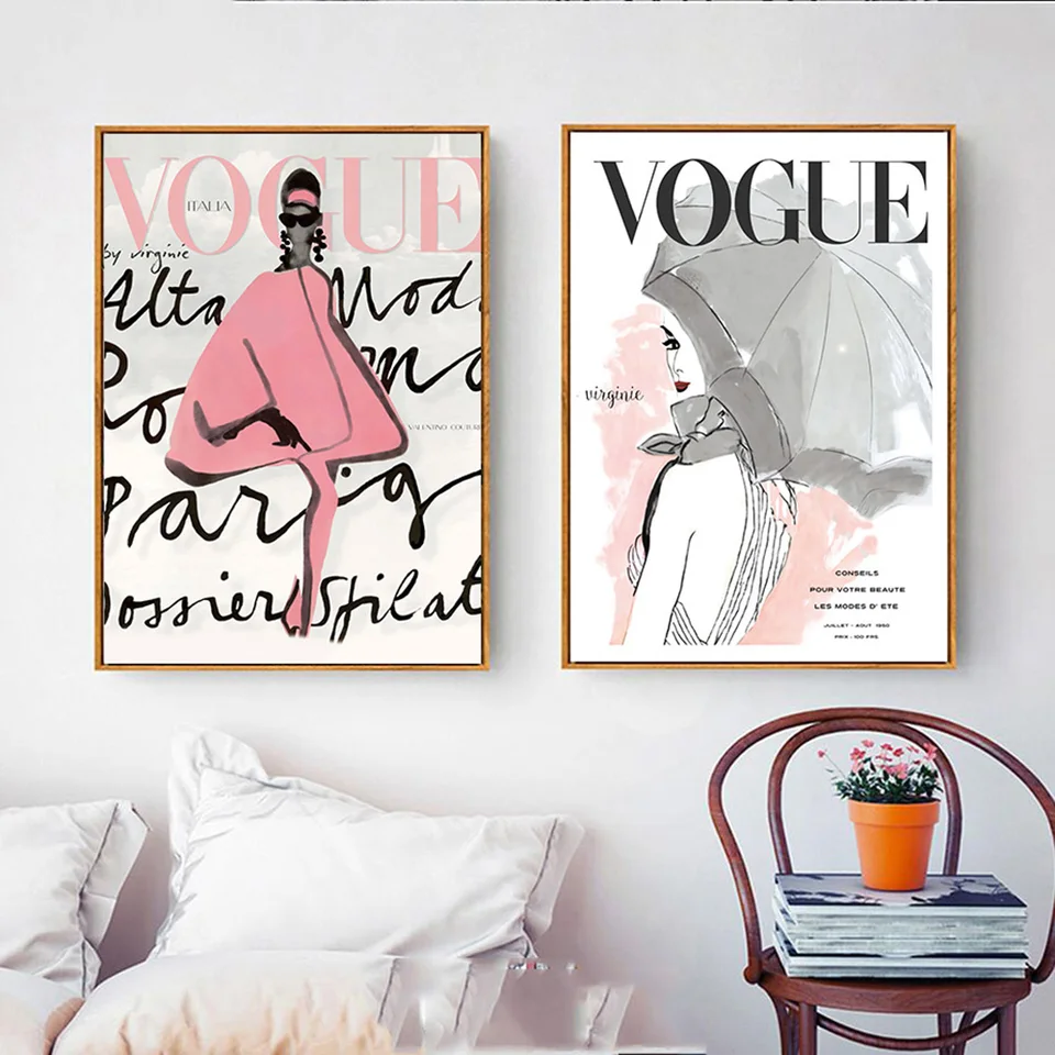Canvas Painting Home Decoration Vogue Cover Women Nordic Wall Art Picture Prints Modular Modern Framed Posters For Living Room Painting Calligraphy Aliexpress