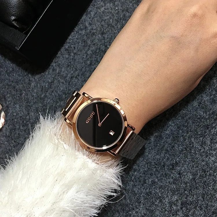 

Ancient Europe guou Durable Ultra-Thin Rose Gold Stainless Steel Belt Women's Fashion Watch Ladies' Watch Trend of Fashion with