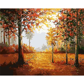 

YANXIN DIY Frame Picture DIY Painting By Numbers Kit Tree Landscape Acrylic Paint By Numbers Handpainted Painting Art 9521