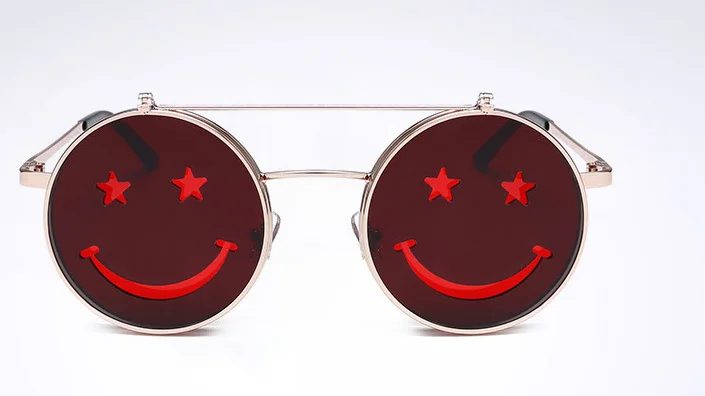 fashion new clamshell smiley sunglasses ladies punk retro cool fashion funny sunglasses men square sunglasses Sunglasses