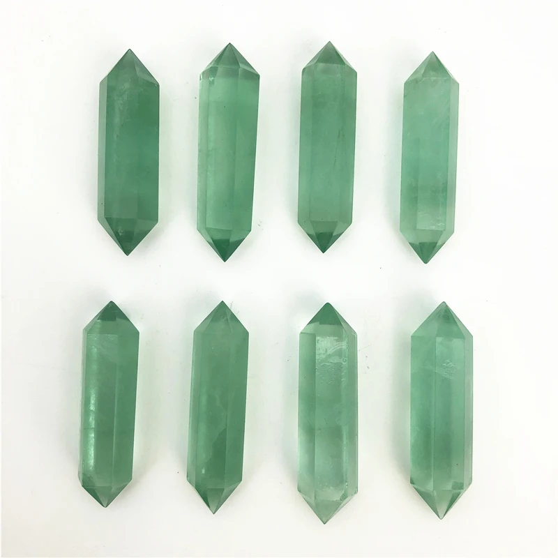 54-58mm Natural Green Fluorite Quartz Crystal Wand Point Healing Double Terminated Decor Natural Quartz Crystals 1PC