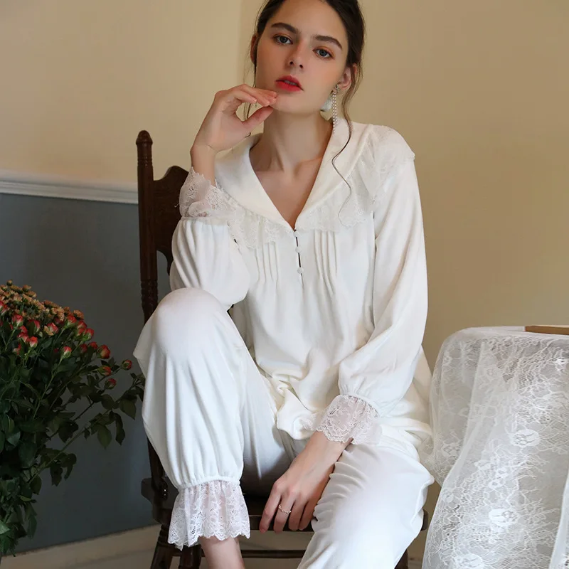 

Roseheart Winter White Women Sleep Pajama Sets Sleepwear Suits Nightwear Pleuche Plus Size 2 Piece Nightgown Keep Warm