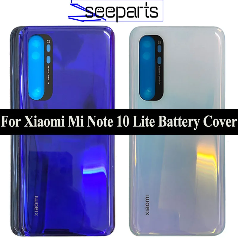 New For Xiaomi Mi Note 10 Lite Battery Cover Rear Glass Door Housing M2002F4LG Note10 Back | Мобильные телефоны и