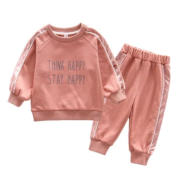 

Autumn Winter Toddle Kids Baby Girls Cool Sets Hoddies Sweatshirt Letter Printed Tops Long Pants 2PCS Suit Pullover Outfits