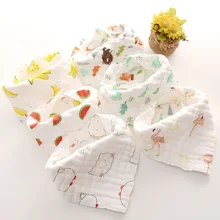 Детские абсорбирующие Слюнявчики из чистого хлопка с 8 слоями, Слюнявчики для малышей, треугольные Слюнявчики для новорожденных, носовой платок Z173