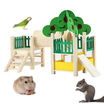 

Cute Small Animal Pet Hamster Sleeping House Cabin Cage Ladder Nest Castle Toy