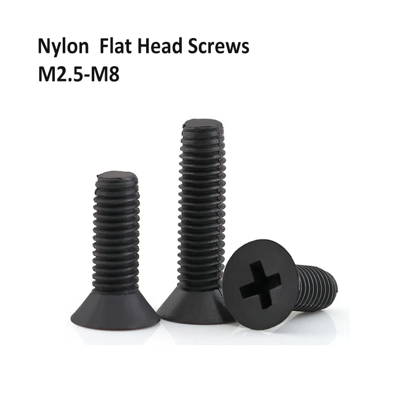 M5 5mm Nylon Flat Head Phillips Screws Countersunk head Machine Screws Black 